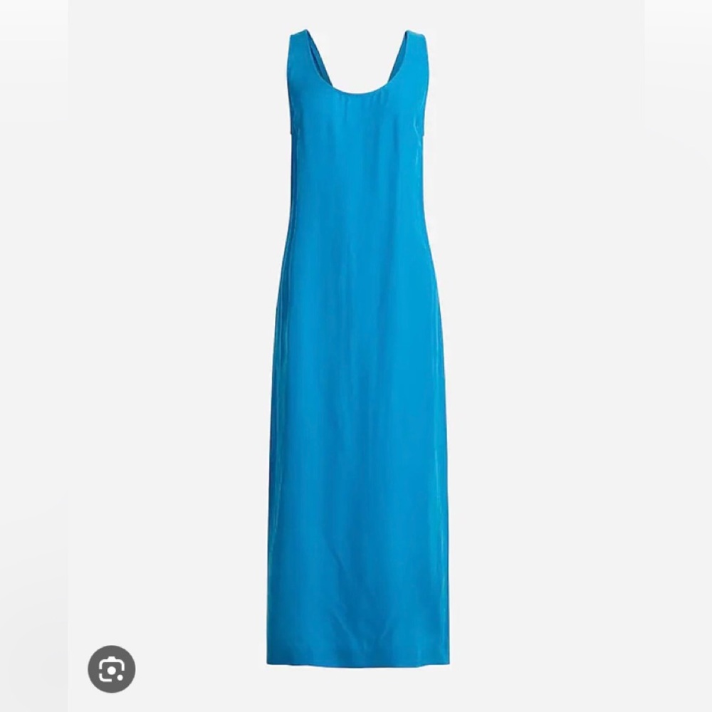 NWT J. Crew Scoopneck Cupro-blend Gwenyth Slip Dress XS Blue